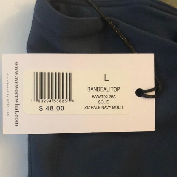 We Wore What Large Bandeau Top in Pale Navy Multi NWT - Picture 8 of 8